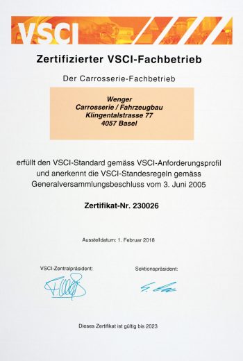Zertizierter VSCI-Fachbetrieb